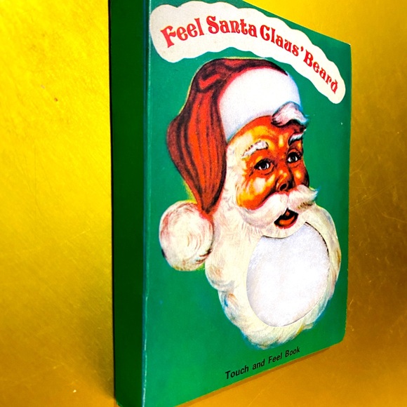 CHRISTMAS VTG 50’s FEEL SANTA CLAUS’ BEARD TOUCH AND FEEL HARDCOVER BOOK TAIWAN - Picture 13 of 14
